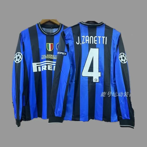 Inter Milan 2010 UEFA Champions League Final Jersey Blue Black Striped Long Sleeve Jersey - 1