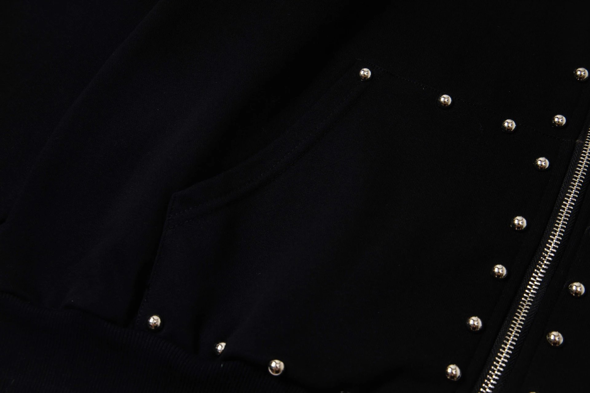 Design Emo tion Studded Zip-Up Hoodie Black Hoodie - 22