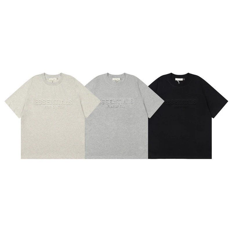 Fear of God Essentials Embossed Logo Heather Gray T-Shirt and Shorts Set - 3