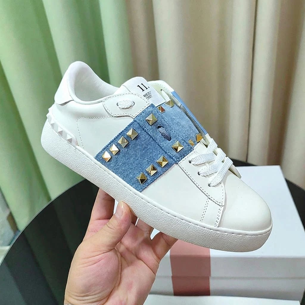 Unbranded Sneakers Low-Top Leather with Contrast Band and Pyramid Studs image 5