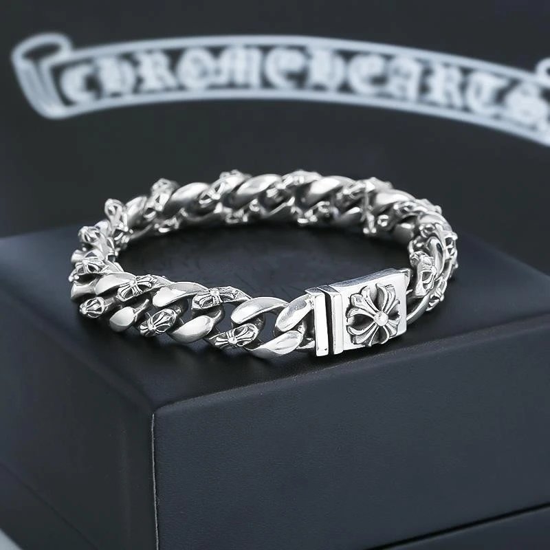 Chrome Hearts Cross Link Bracelet Silver Jewelry - 23