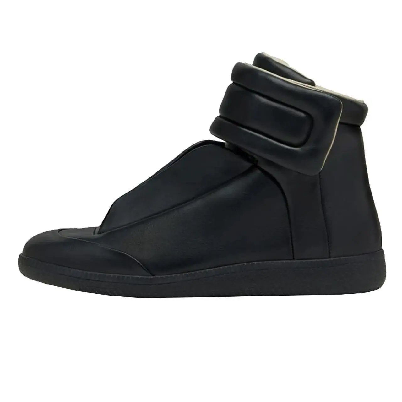 Design Ankle Boots Red and Black Leather Strap Boots - 2
