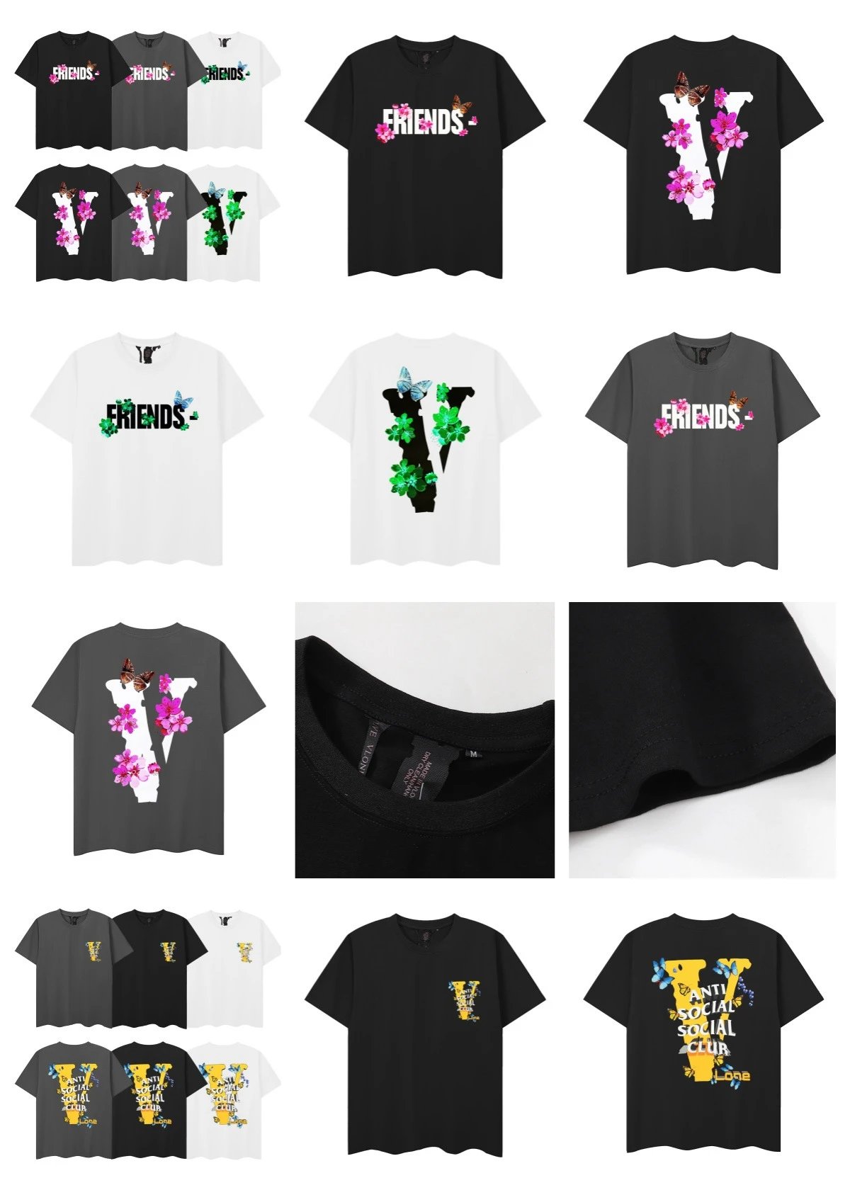 Vlone Friends Floral Print Gray T-Shirt - 11