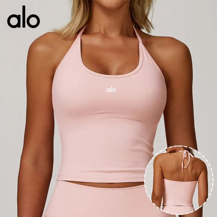 Alo Reflective Halter Crop Top Black Activewear - 4