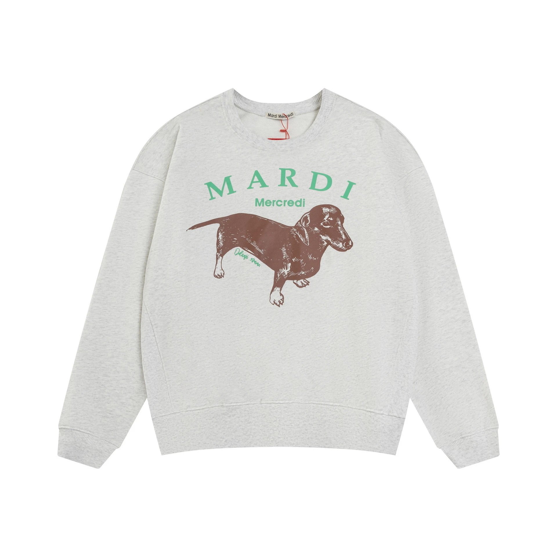 Mardi Mercredi Dachshund Graphic Gray Hoodie - 7
