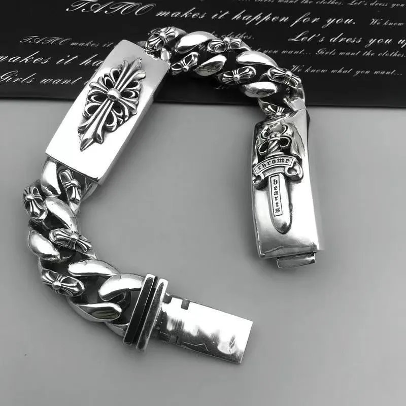 Chrome Hearts Half Flower Chain Silver Bracelet Jewelry - 14