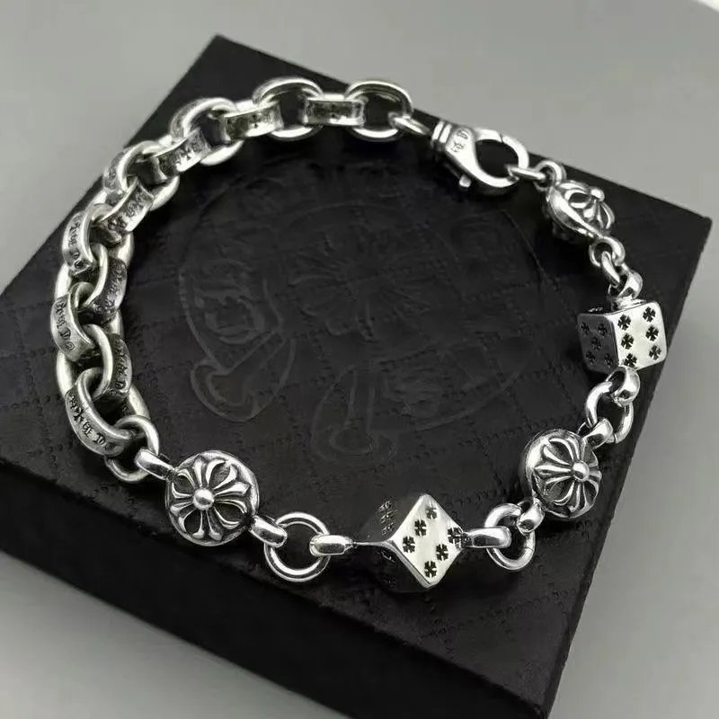 Chrome Hearts Half Flower Chain Silver Bracelet Jewelry - 21