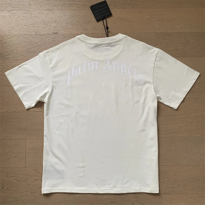Palm Angels Logo Print White T-Shirt - 8