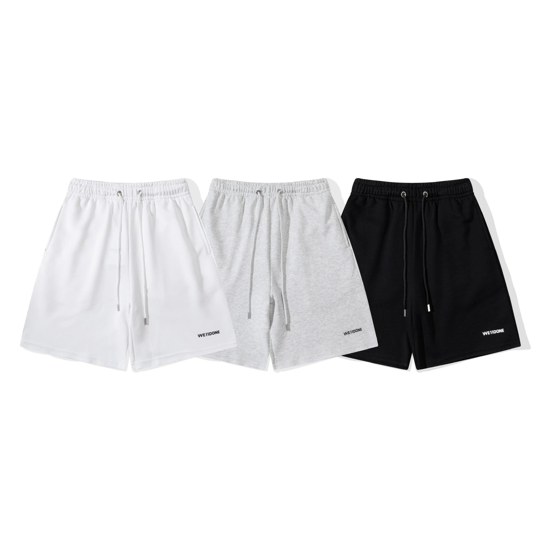 Design WE11DONE Logo Embroidered Black Sweat Shorts - 4
