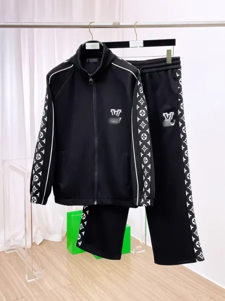 Louis Vuitton Monogram Track Jacket and Sweatpants Black Tracksuit - 1