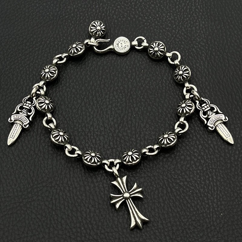 Chrome Hearts Cross Link Bracelet Silver Jewelry - 51