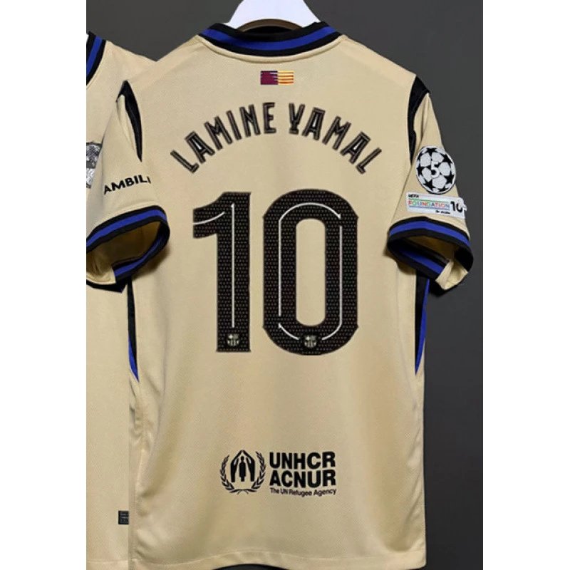 FC Barcelona Lamine Yamal #10 2024-25 UEFA Champions League Away Jersey Beige - 1