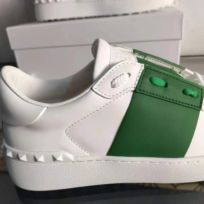 Valentino Rockstud Spike Strap Leather Sneakers White - 17