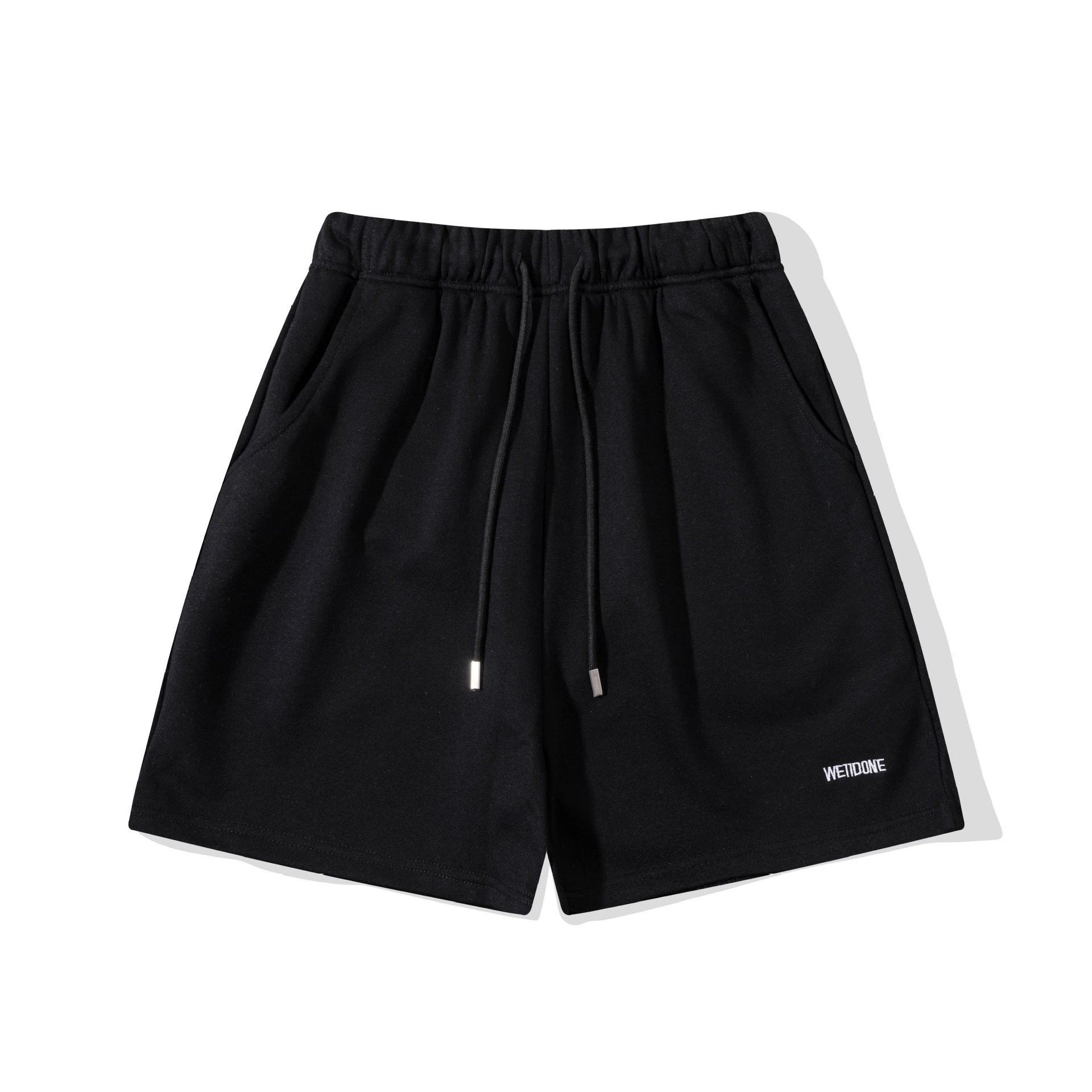 Design WE11DONE Logo Embroidered Black Sweat Shorts - 9