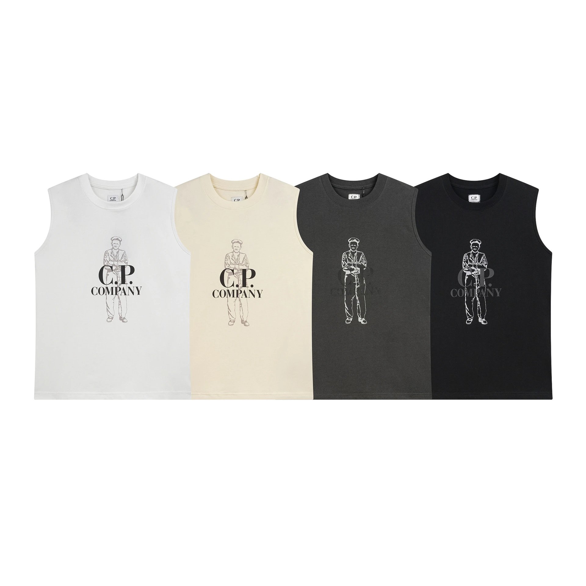 C.P. Company Graphic Print Sleeveless Top Beige Vest-Top - 2