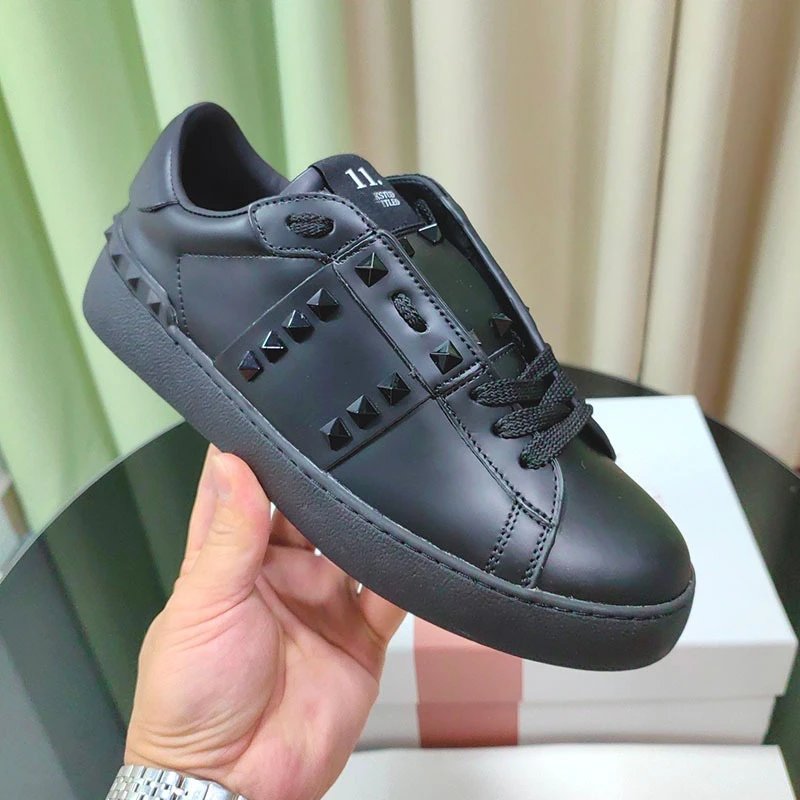 Unbranded Sneakers Low-Top Leather with Contrast Band and Pyramid Studs — Color 18