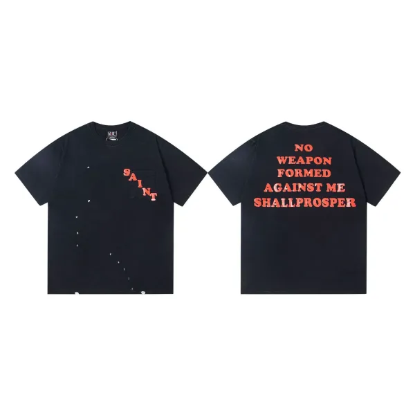 Saint Tears 'No Weapon' Distressed Pocket T-Shirt Black - 1