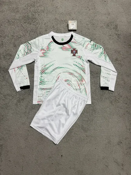 Portugal National Team 2024 Away Kit White Multicolor Jersey and Shorts Set - 1
