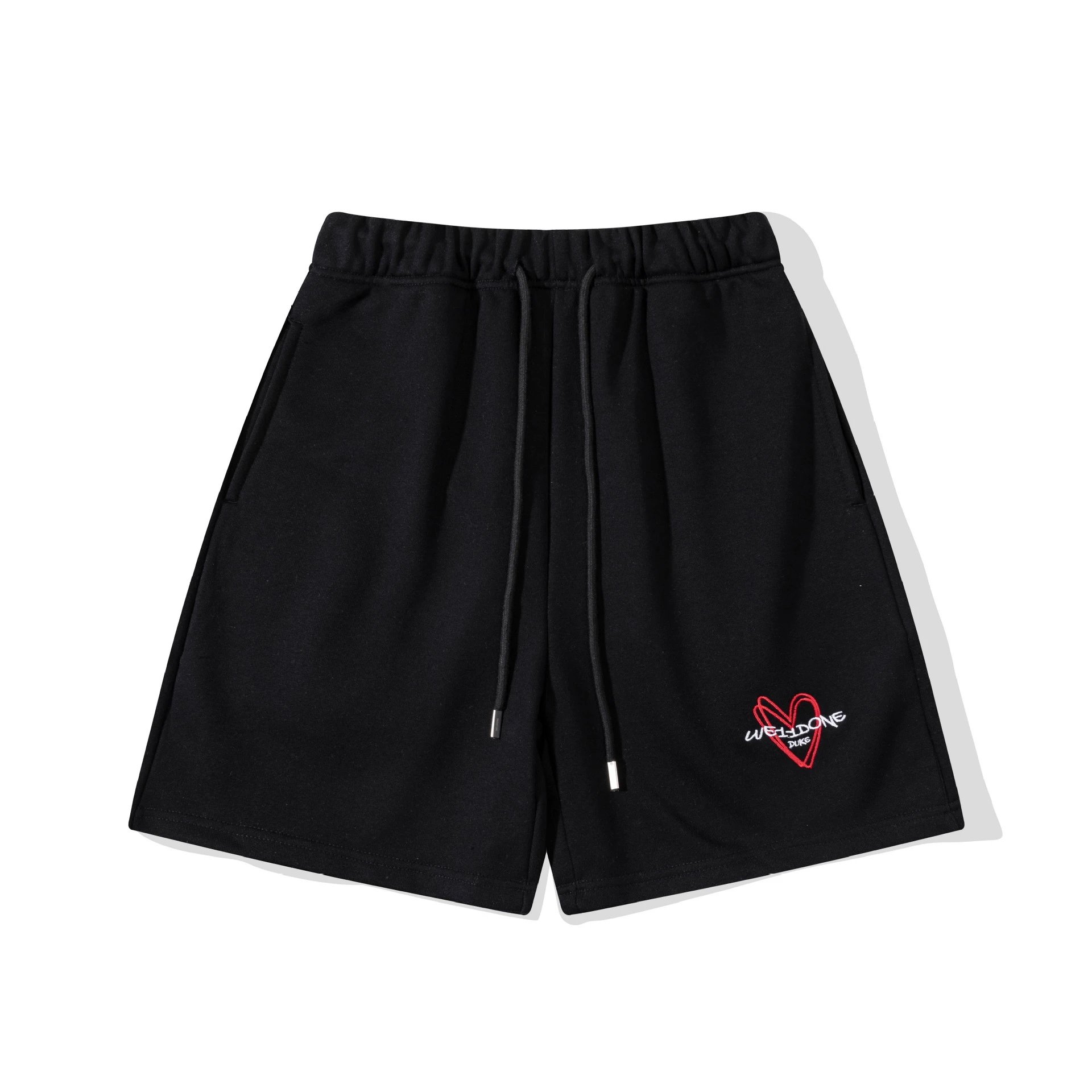Design WE11DONE Logo Embroidered Black Sweat Shorts - 23