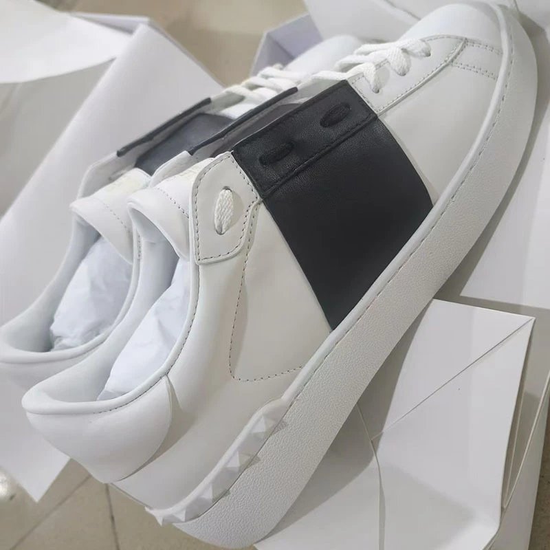Valentino Rockstud Spike Strap Leather Sneakers White - 12