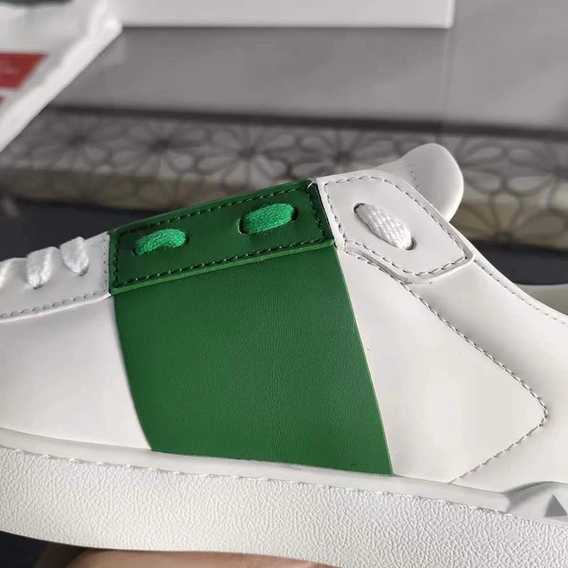 Valentino Rockstud Spike Strap Leather Sneakers White - 16