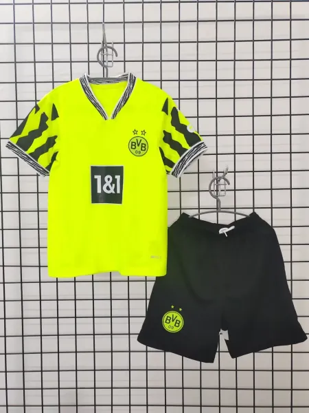 Borussia Dortmund 2023-24 Third Kit Neon Yellow Black Jersey Set - 1