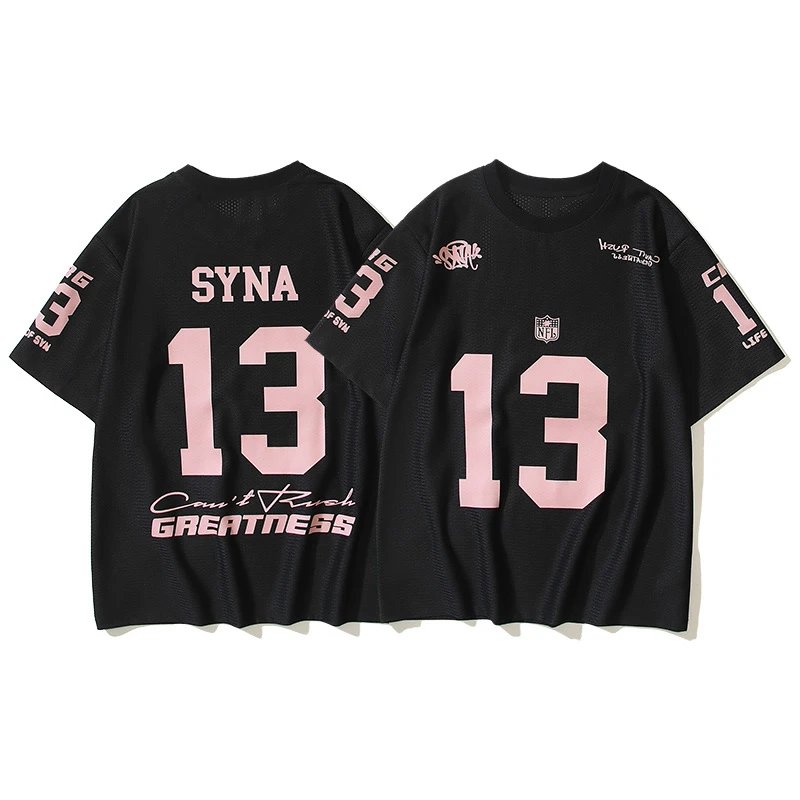 Design Slogan Mesh Jersey Black / White - 32