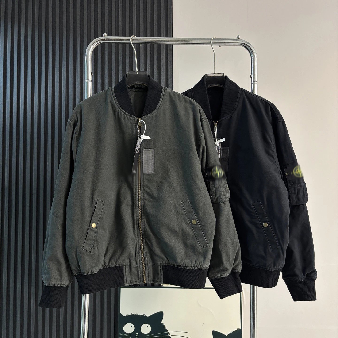 Stone Island Bomber Jacket Dark Gray Outerwear - 2
