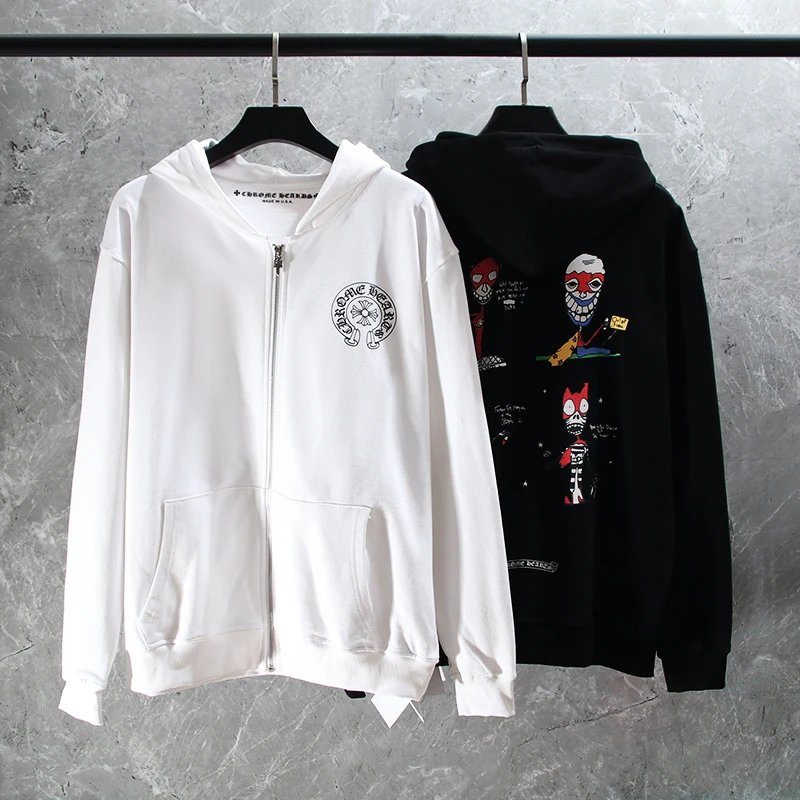 Design Hoodie White with Red Sleeve Logos - 29