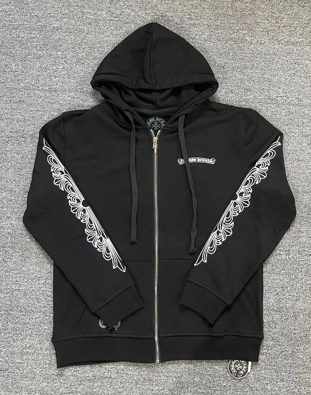 Design Hoodie White with Red Sleeve Logos - 42