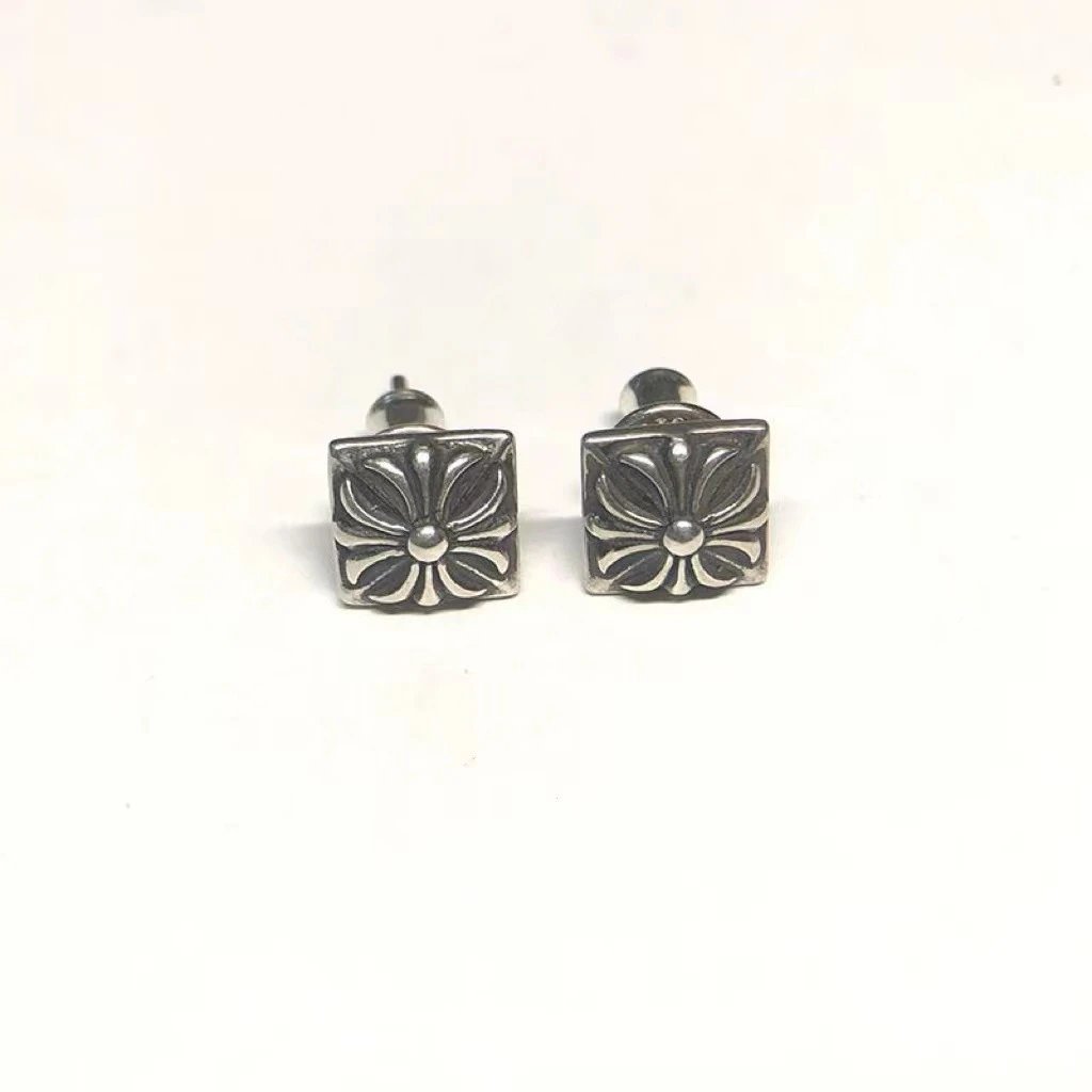 Chrome Hearts Stacked Coin Stud Earrings Silver Jewelry - 8