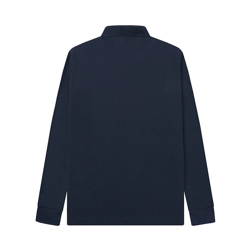 Design Long Sleeve Polo Navy Blue Tops Polo - 5