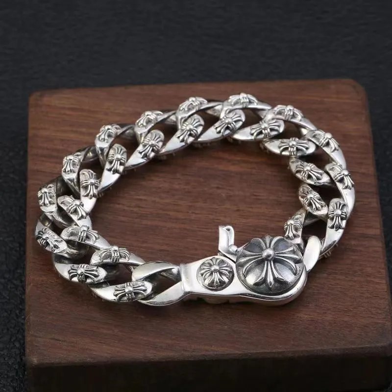 Chrome Hearts Half Flower Chain Silver Bracelet Jewelry - 10