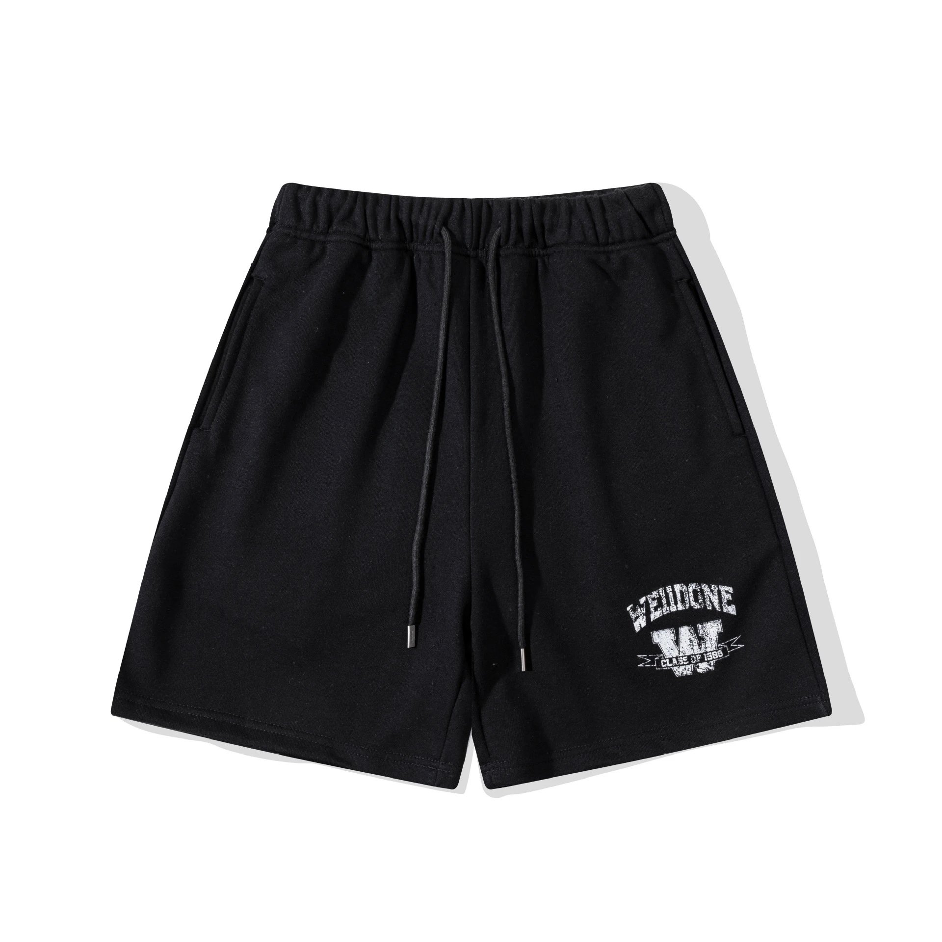 Design WE11DONE Logo Embroidered Black Sweat Shorts - 17