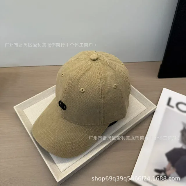 Unbranded Hats Washed cotton baseball cap with embroidered linked-circle motif product detail image 3