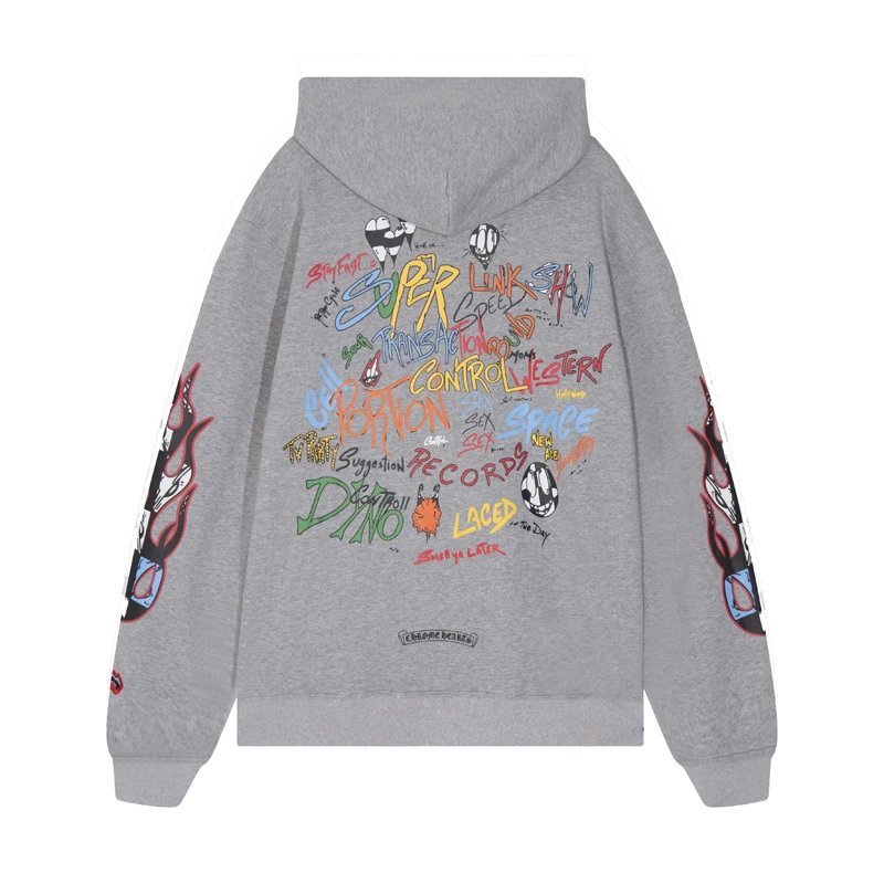 Design Hoodie White with Red Sleeve Logos - 75