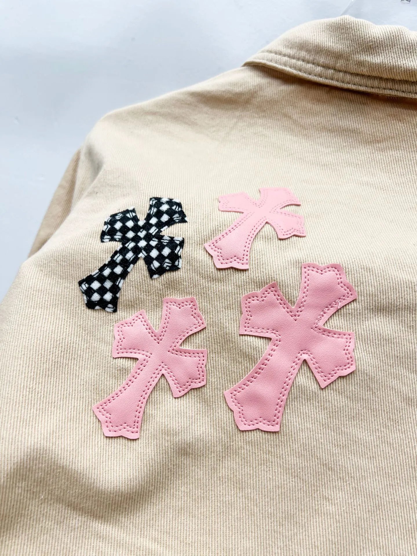 Chrome Hearts Cross-Embroidered Beige Denim Jacket - 12