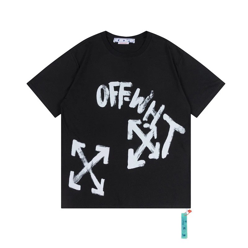 Off-White Crocodile Print Acid Wash Black T-Shirt - 4