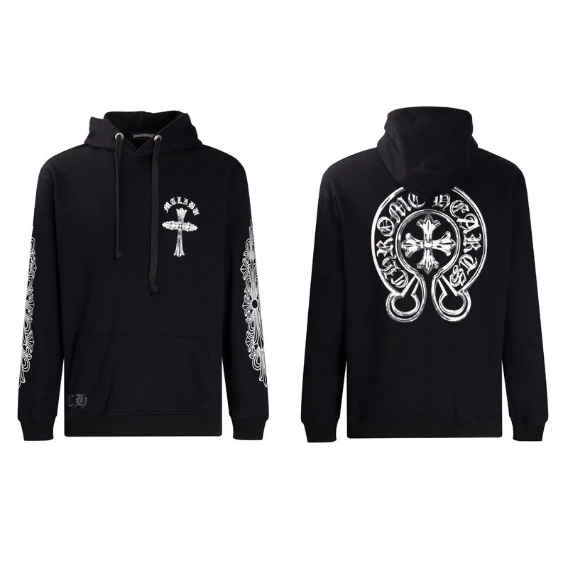 Design Hoodie White with Red Sleeve Logos - 89