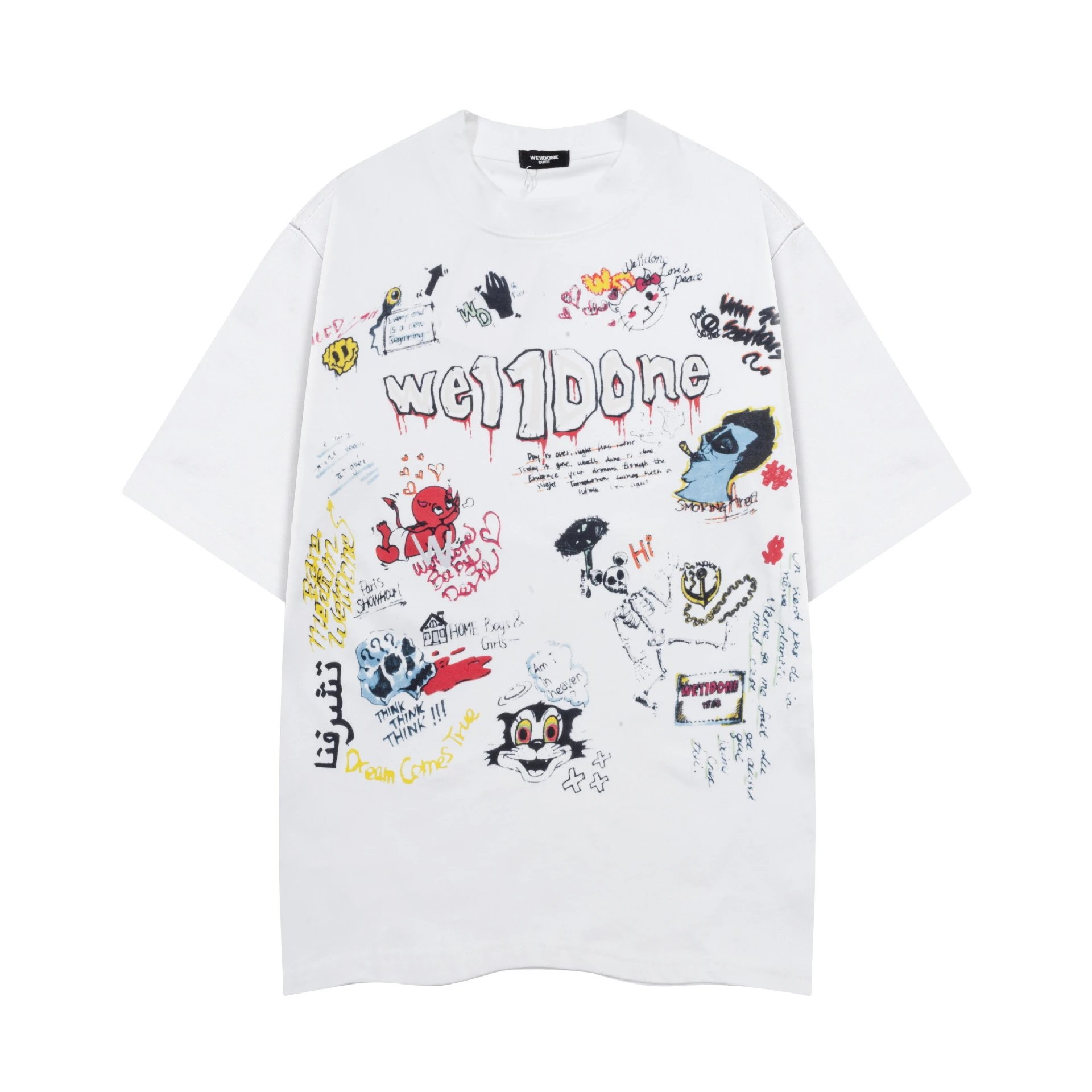 Design Wetdone Distorted Logo Black Oversized T-Shirt T-Shirts - 8