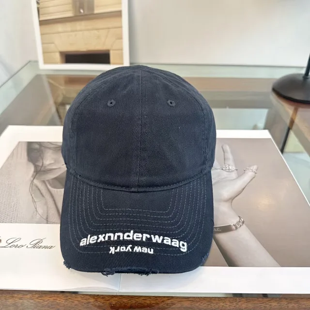 Alexander Wang Hats Embroidered Logo Distressed-Brim Baseball Cap product detail image 8