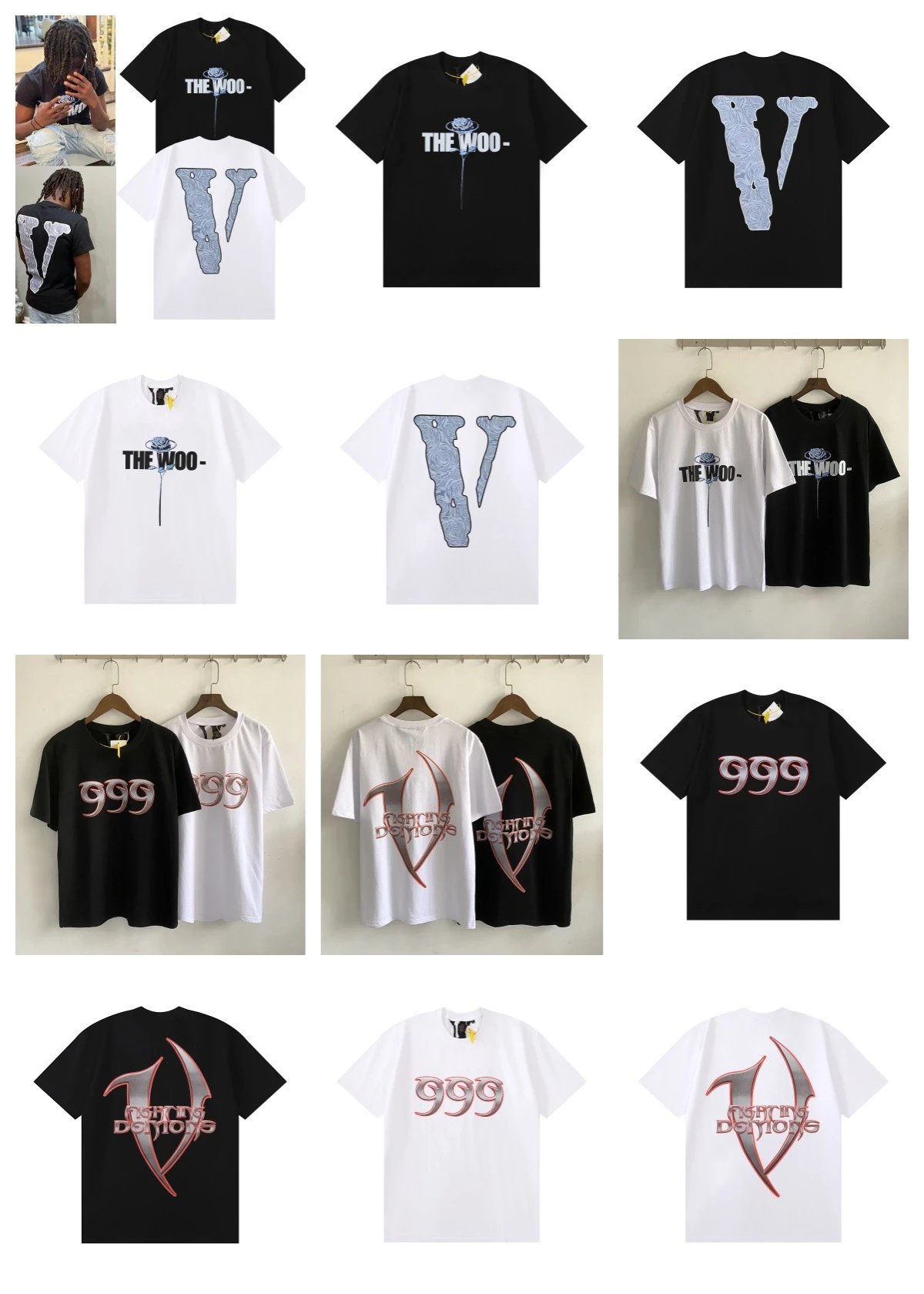 Vlone Friends Floral Print Gray T-Shirt - 4