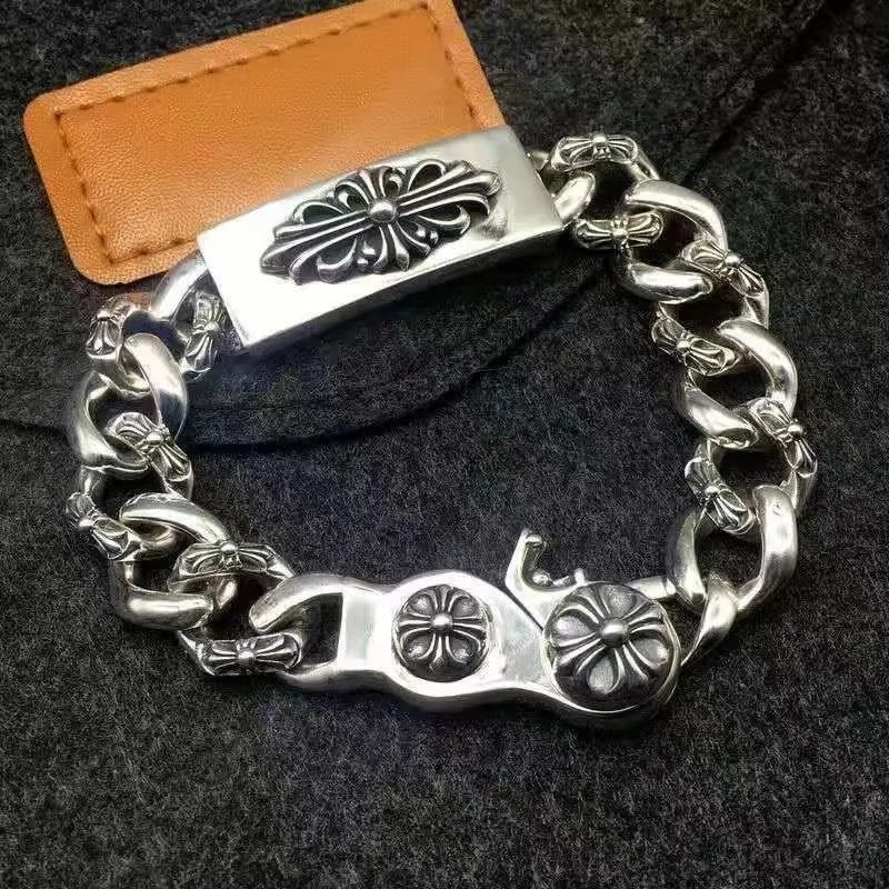 Chrome Hearts Half Flower Chain Silver Bracelet Jewelry - 4