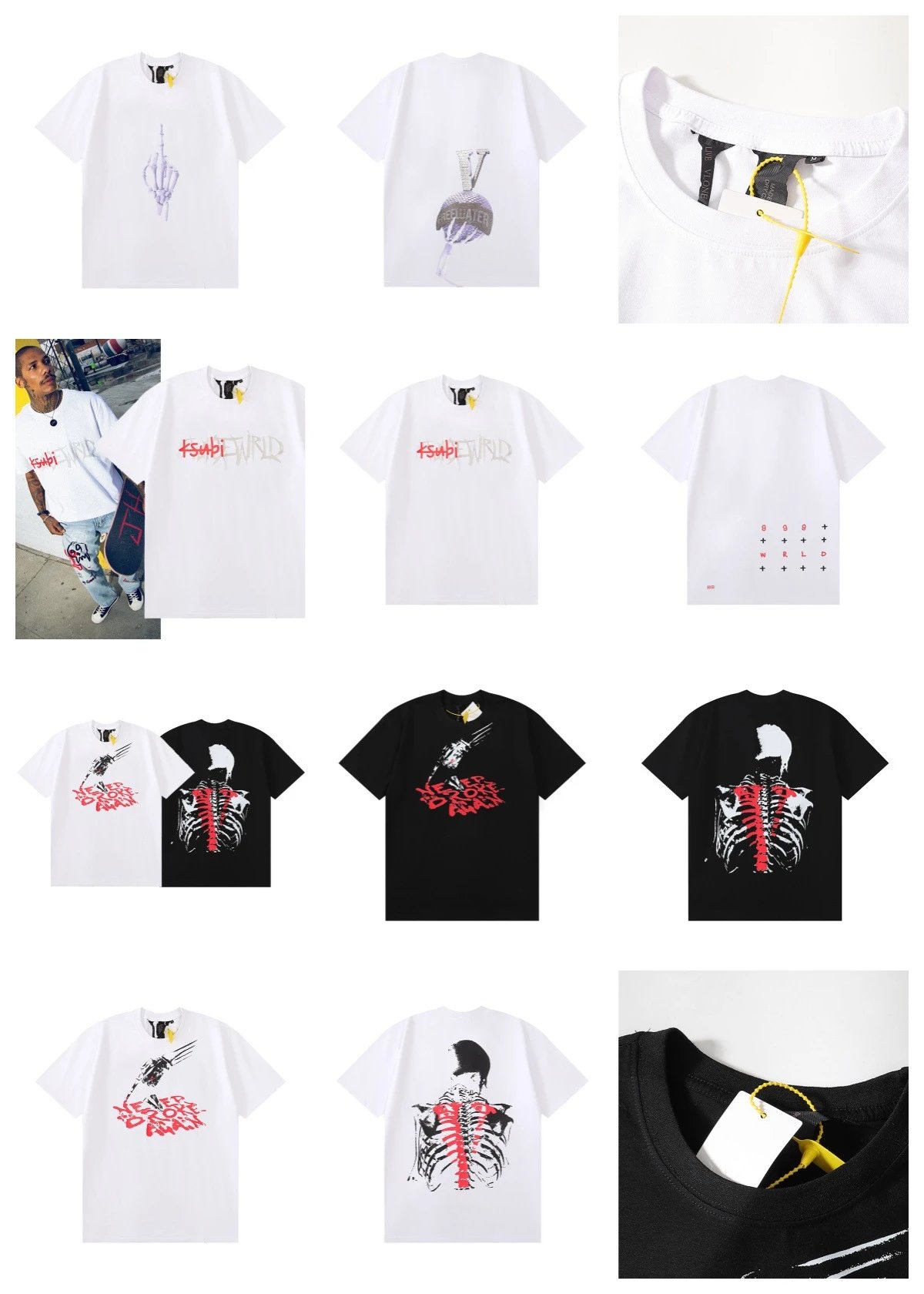 Vlone Friends Floral Print Gray T-Shirt - 6