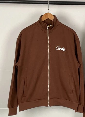 Corteiz Brown Zip-Up Track Jacket Outerwear - 1