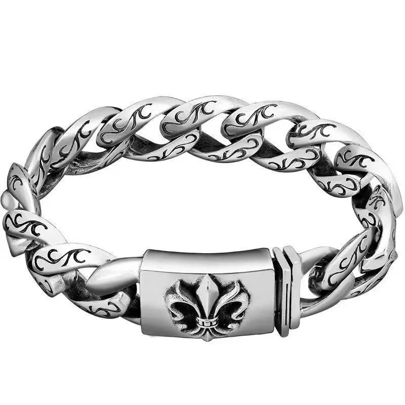 Chrome Hearts Half Flower Chain Silver Bracelet Jewelry - 9