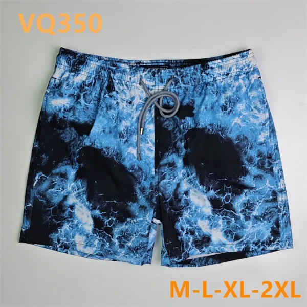 Design Denim Print Drawstring Shorts Blue - 39