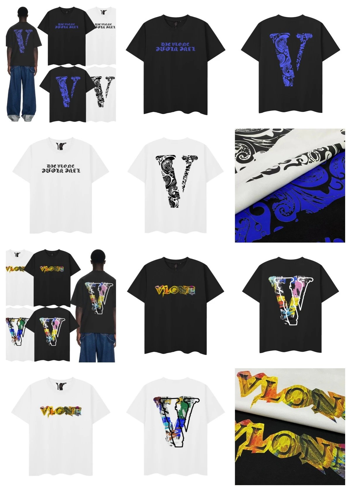 Vlone Friends Floral Print Gray T-Shirt - 3