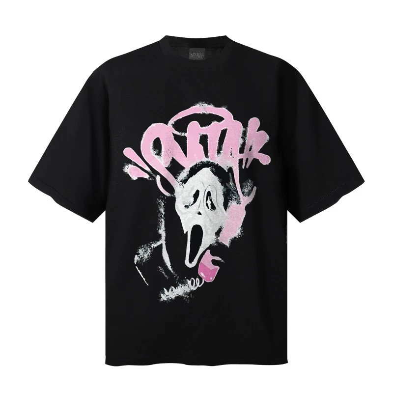 Design Graffiti Flame Print Oversized T-Shirt White - 7