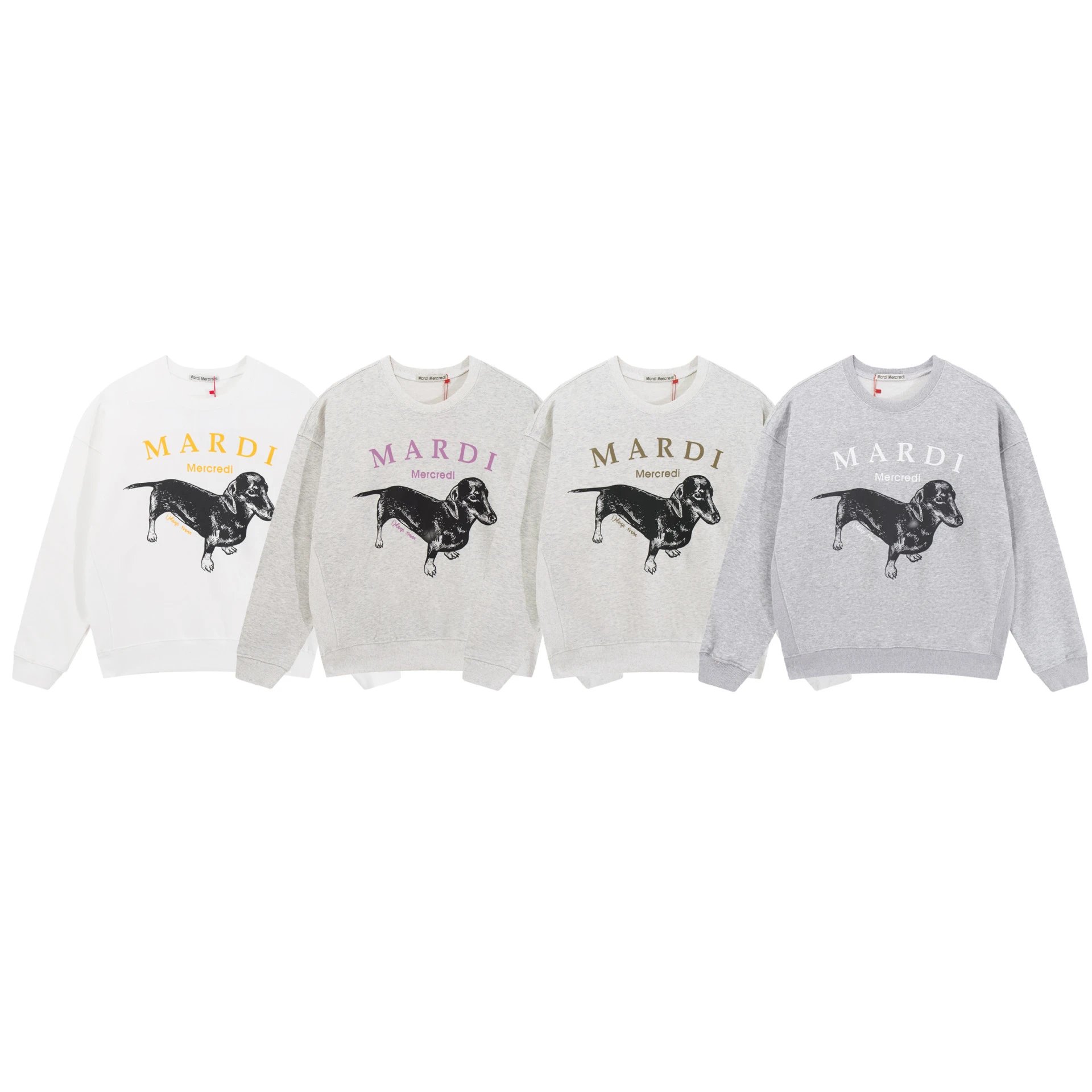 Mardi Mercredi Dachshund Graphic Gray Hoodie - 6